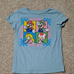 Kids Super Mario Light Blue Graphic Tee